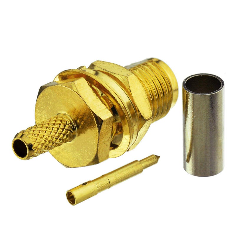 Eightwood 10pcs RP-SMA Bulkhead Female with Male Pin Crimp RF Connector for RG316 RG174 Cable - Image 2